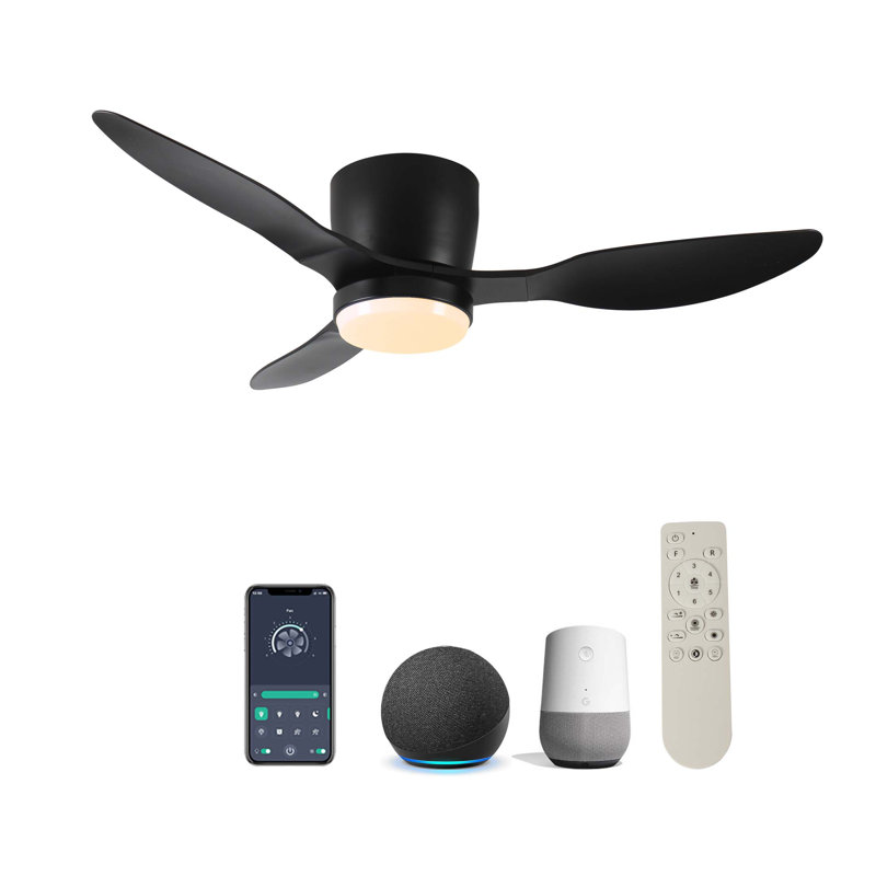 42" Smart Ceiling Fan with Lights Remote,Silent DC Motor,Voice Control via Alexa Google WIFI Phone,6-Speed,Outdoor Indoor Modern  Ceiling Fans for Living Room Bedroom Patio