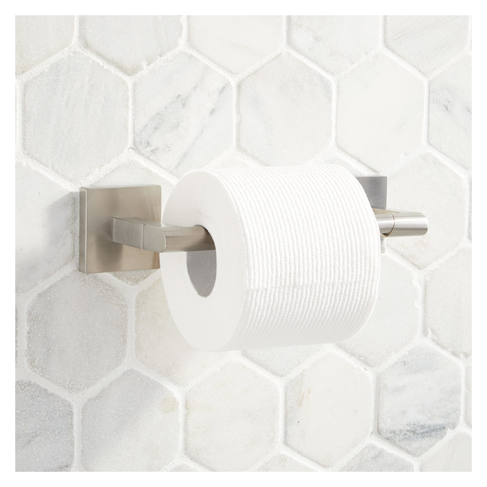 Hibiscus Wall Mount Toilet Paper Holder, Brushed Nickel