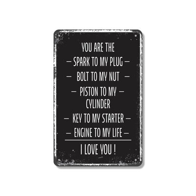 You Are the Spark to My Plug 10 Inch x 14 Inch Novelty Aluminum Sign