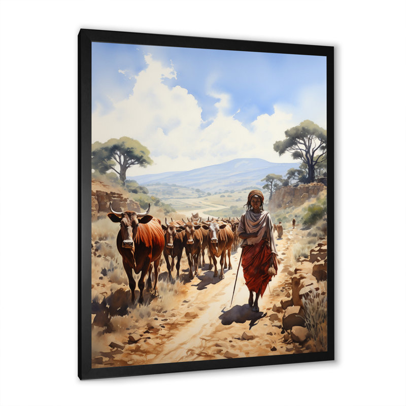 «Tribute African Tribus», reproduction d'art sur toile, Cadre simple noir, H 20 po x l 12 po x P 1 po