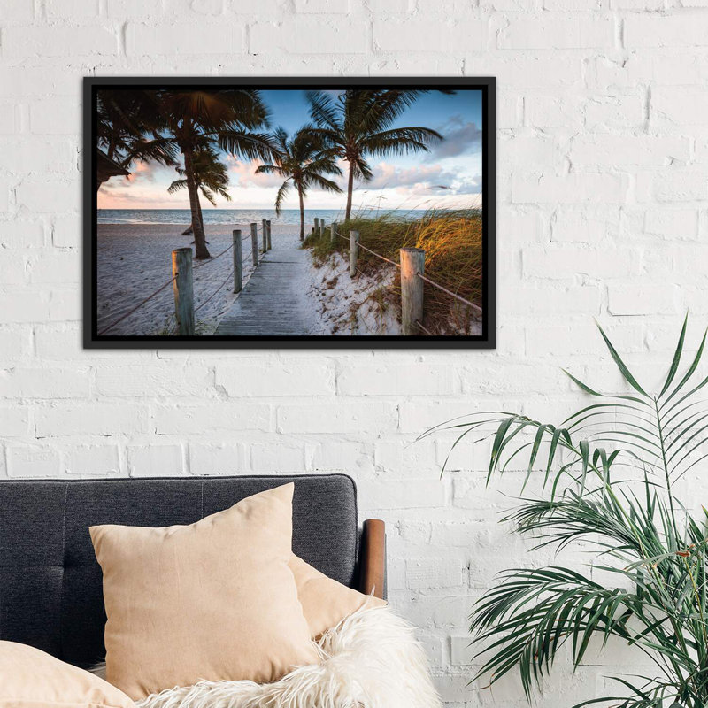 «Beach Sunrise, Key West I» par Matteo Colombo - reproduction de photo, Toile avec cadre noir patiné