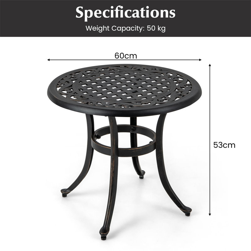 Round Metal Outdoor Chat Table , 60cm cm W 60cm cm D