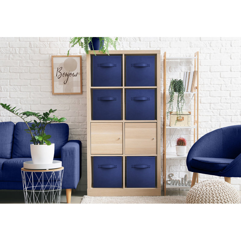 13" Large Foldable Storage Cubes with Handles 1 Piece, Navy Blue, Navy Blue
