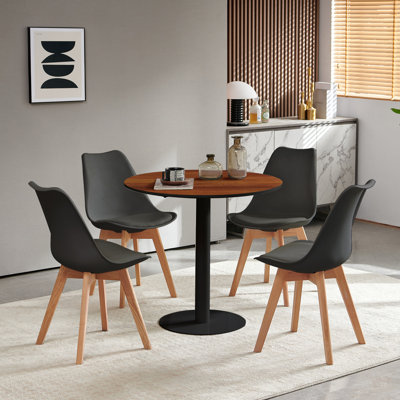 Ensemble de table à manger compacte 5 pièces, table ronde avec 4 chaises en plastique