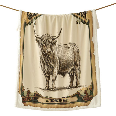 Campfire Sherpa Fleece Western Rustic Throw Blanket, 54x68 inch