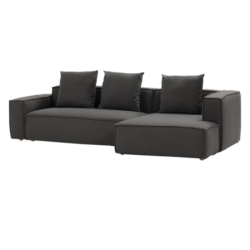 Canapé modulaire 2 pièces rembourré, Orienté à droite, Coton / lin gris foncé