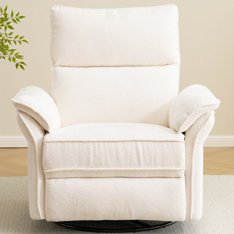 Oversized Power Recliner Chair Swivel Glider With Massage And Heat，White, White