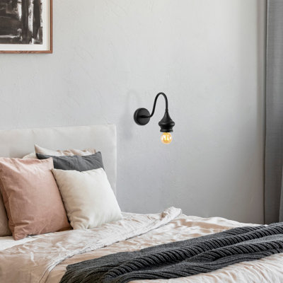 Modern Black Wall Lamp, Metal Body, 8.3 x 12.2 x 8.3 inches | E27 Socket, Max 40W | Stylish Novelty Design for Home & Office, IP20 Rated | Perfect for Living Room, Bedroom, & Hallway Decor