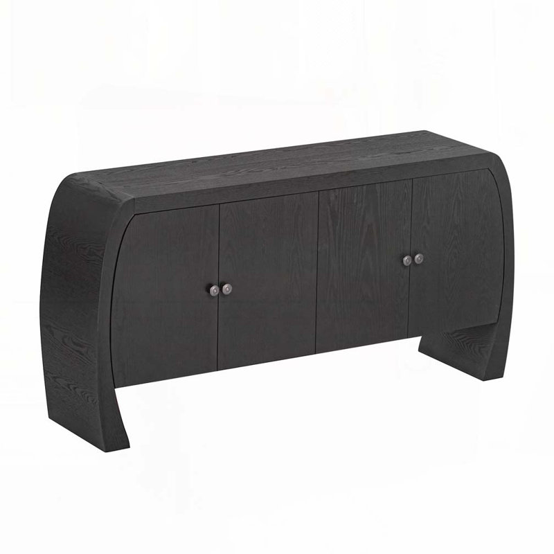 Console de rangement en bois à 4 portes avec pieds courbés