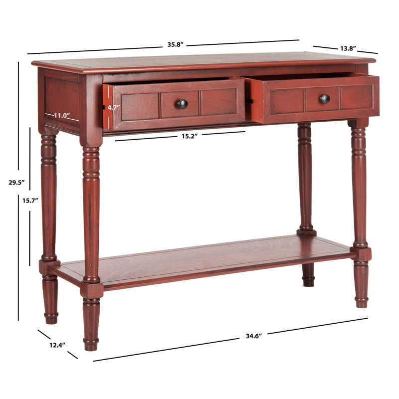 Console en bois massif 35,8 po Malmesbury, Rouge