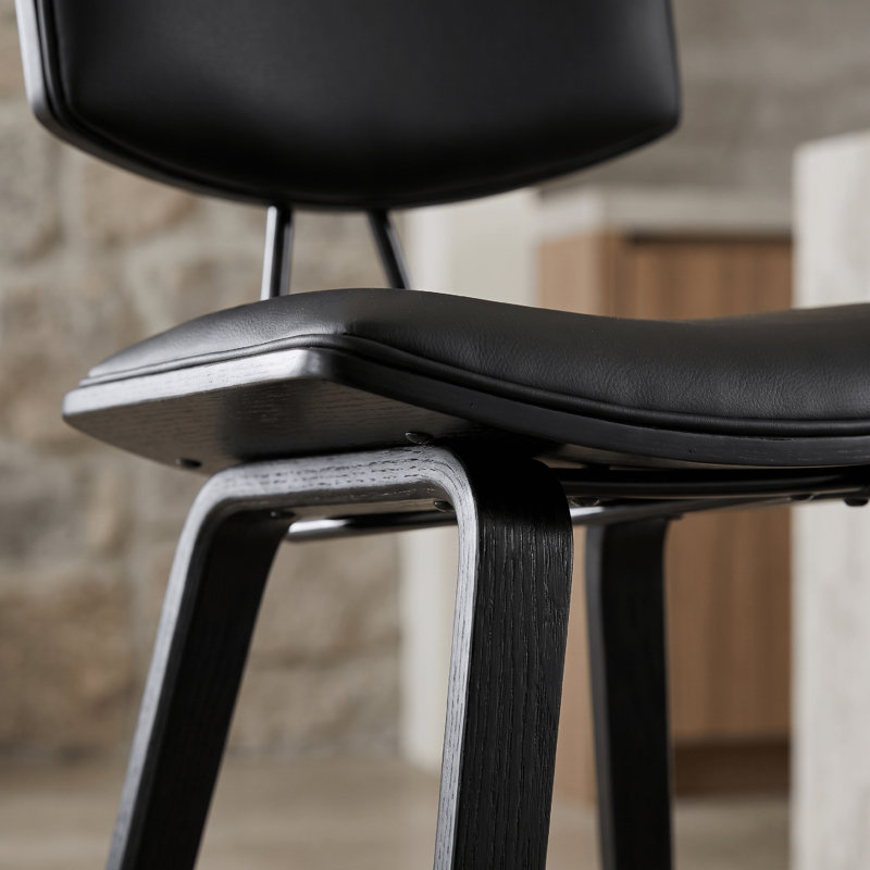 Tabouret de bar et de comptoir Bilgin Payton, Similicuir noir, Noir, noir, noir, noir