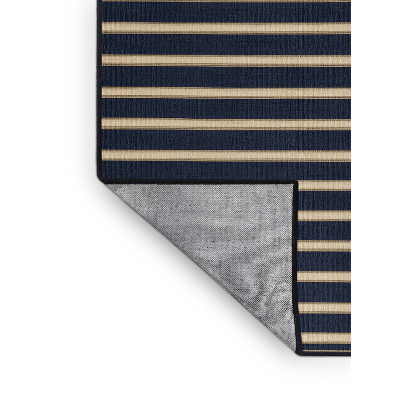  Tapis lavable rayé crème marine, Rectangle 5 pi x 7 pi