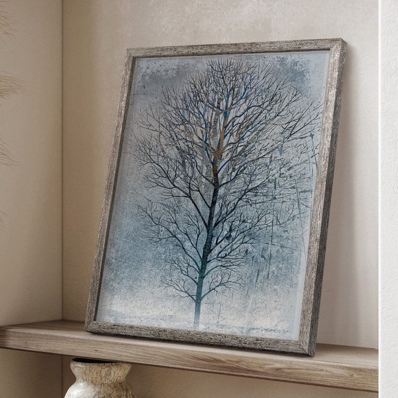 Silver Tree Framed Print - Solid Wood, 11" H x 9" W