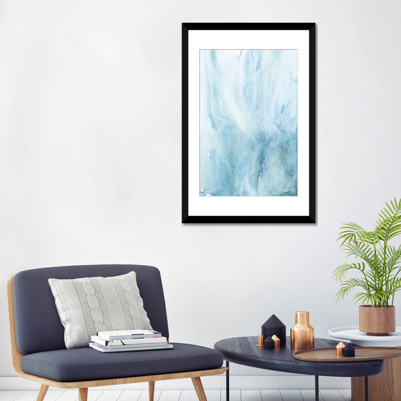 « aquarelle abstract iv », reproduction d’impression sur toile, H 32 po x l 24 po x P 1 po, Papier d'art encadré noir, Blanc