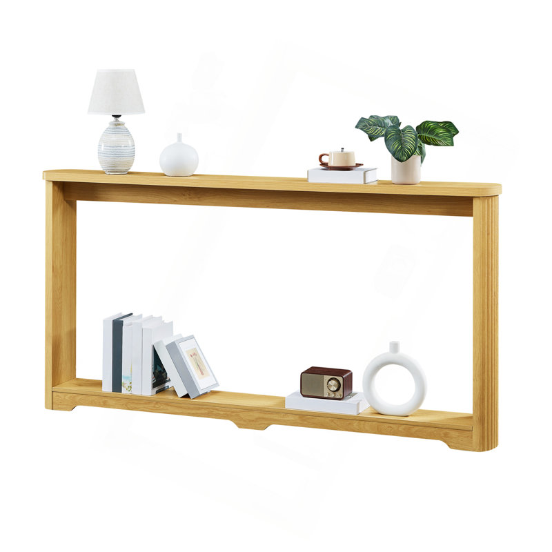  70.1 Inch Narrow Wave Curved Console Table, Wooden Storage Sofa Table with Thick Wear-Resistant Tabletop, Modern Retro Entryway Hallway Table for Living Room Office