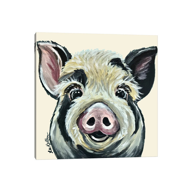 Sarge The Pig On Cream by Hippie Hound Studios - Wrapped Canvas Gallery-Wrapped Canvas Giclée, 30.48 cm H x 30.48 cm W