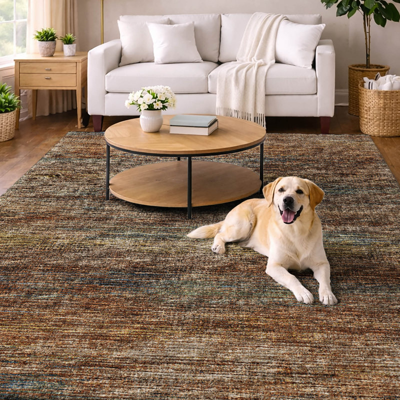 Premium Machine Washable Dream Shag Horizontal Bars Rug, Canyon, 10' x 14'