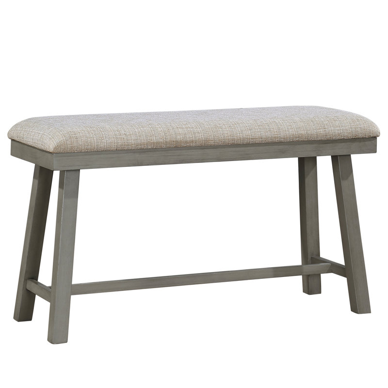 Banc rembourré de mousse à hauteur de comptoir, gris pour banc de salle à manger décontracté, coussin de siège texturé