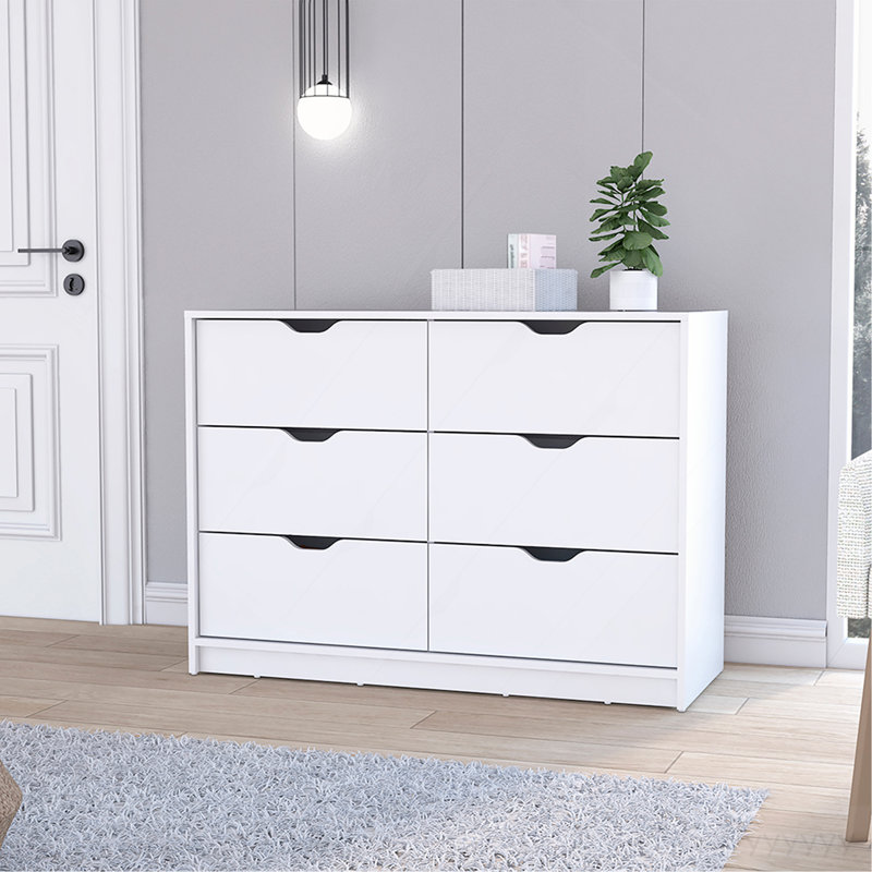 Commode 4 tiroirs, finition blanche, Blanc