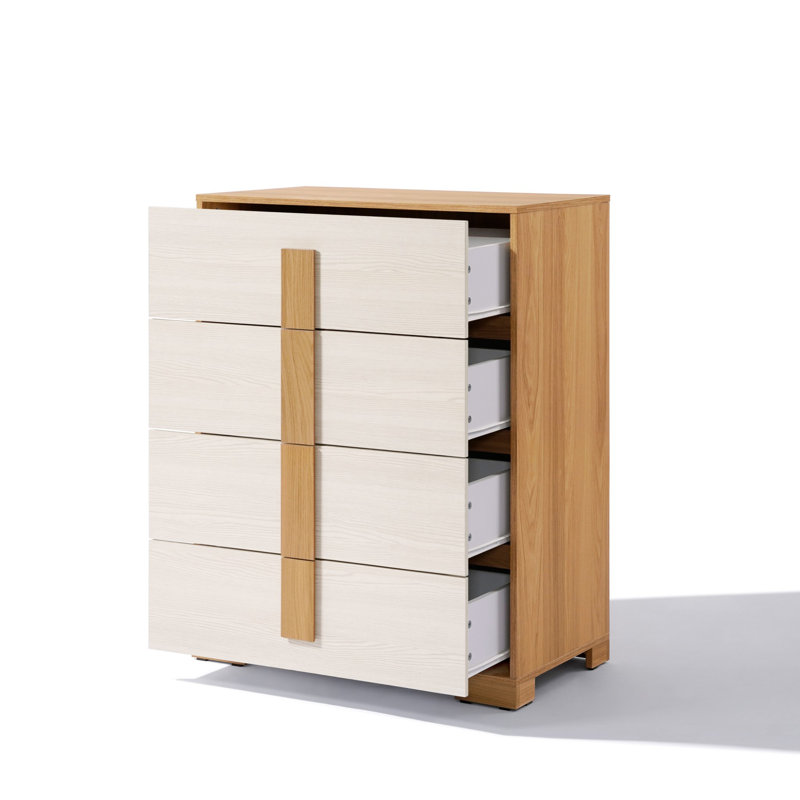 Natural and White 40.9-Inch Tall 4-Drawer Chest