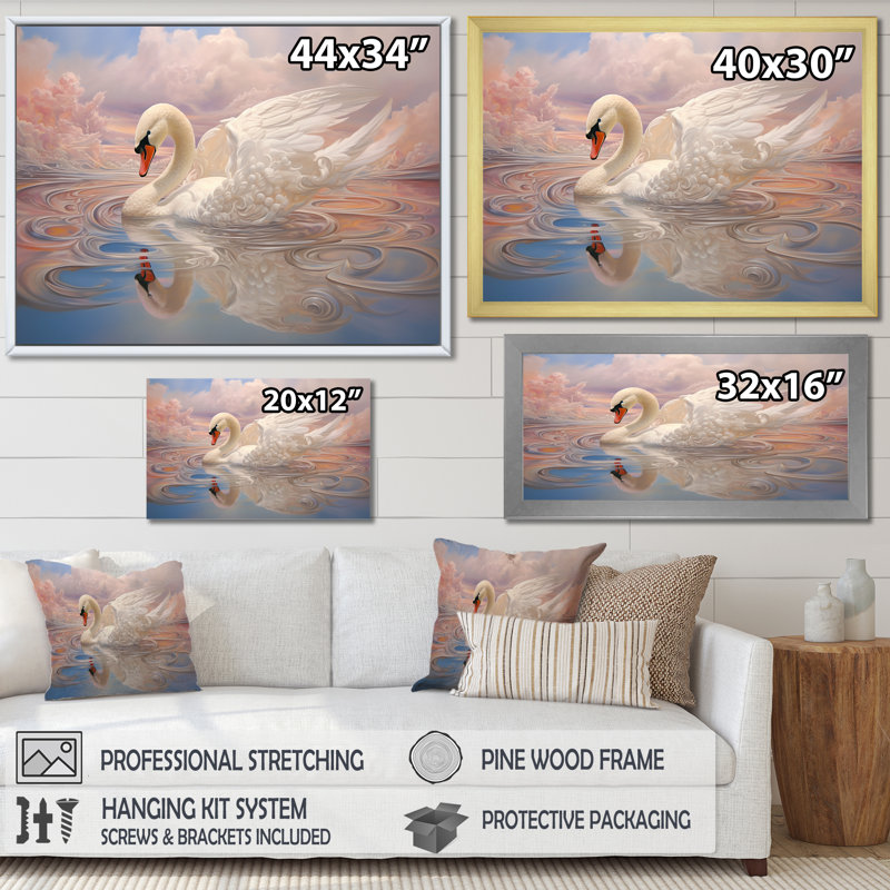 " Graceful Mirage Sawn Clouds I ", White Picture Framed, 16" H x 32" W x 1" D