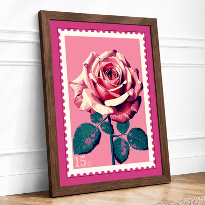 Pink Rose Bloom Botanical - Framed Print