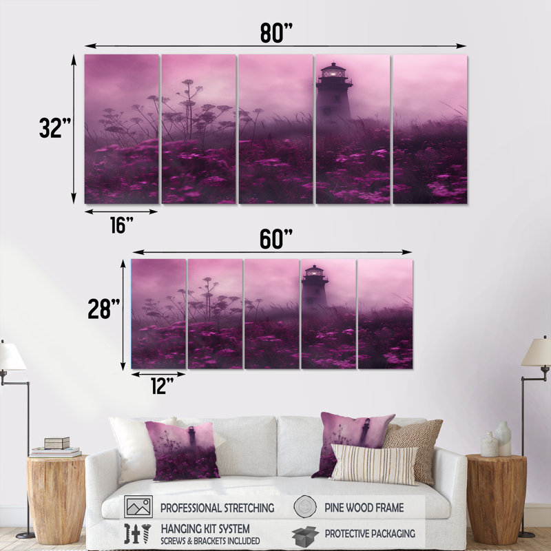 Amanollah - ensemble d'art sur toile phares, H 32 po x l 80 po