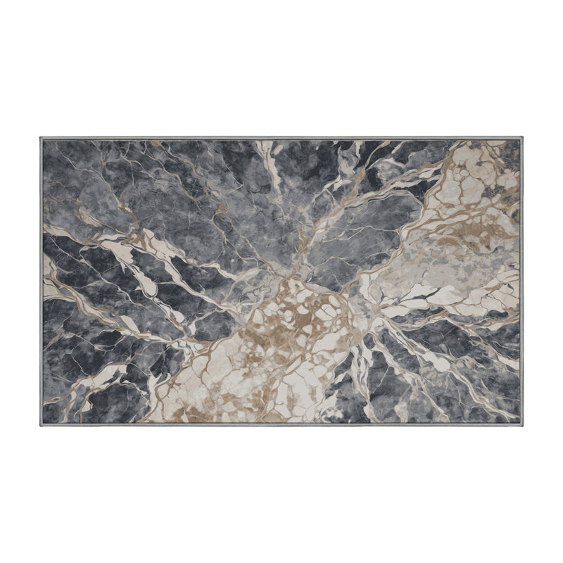 Machine Washable Gray Area Rug, Rectangle 8' x 10'