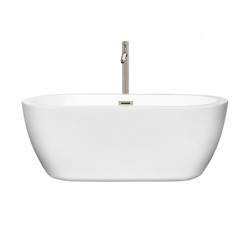 Soho 60'' x 29.25'' Soaking Acrylic Bathtub with Faucet, Brushed Nickel
