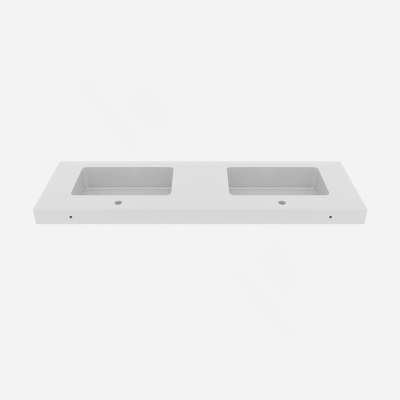 Bassin intégré à surface solide SANS drain et robinet, couleur blanc brillant, Blanc