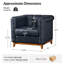 Fauteuil demi-tonneau carré en cuir véritable transitionnel 35,25 po Alisier-110361325
