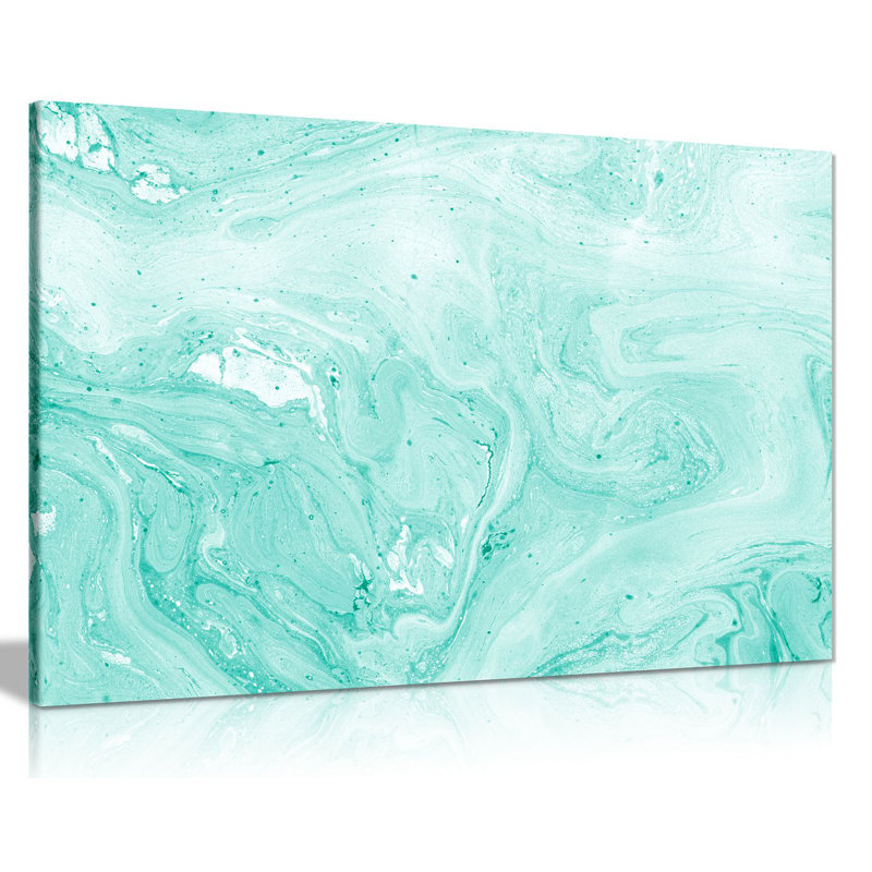 Teal Marble - Wrapped Canvas Print, 31cm H x 46cm W