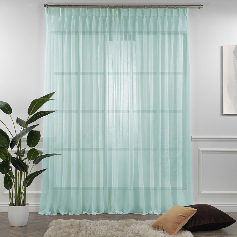 Sheer Single Curtain Panel, Teal Green, 190cm Width x 295cm Drop