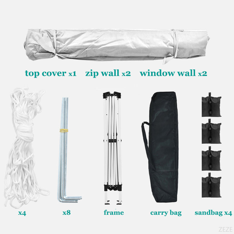 10'X10' Folding Canopy With 4 Removable Sidewalls Outdoor Event Shelter UPF 50+ Gazebo Portable Tents For Parties Beach Camping Wedding EZ Pop Up Canopy 4Pcs Weight Bag + Carry Bag