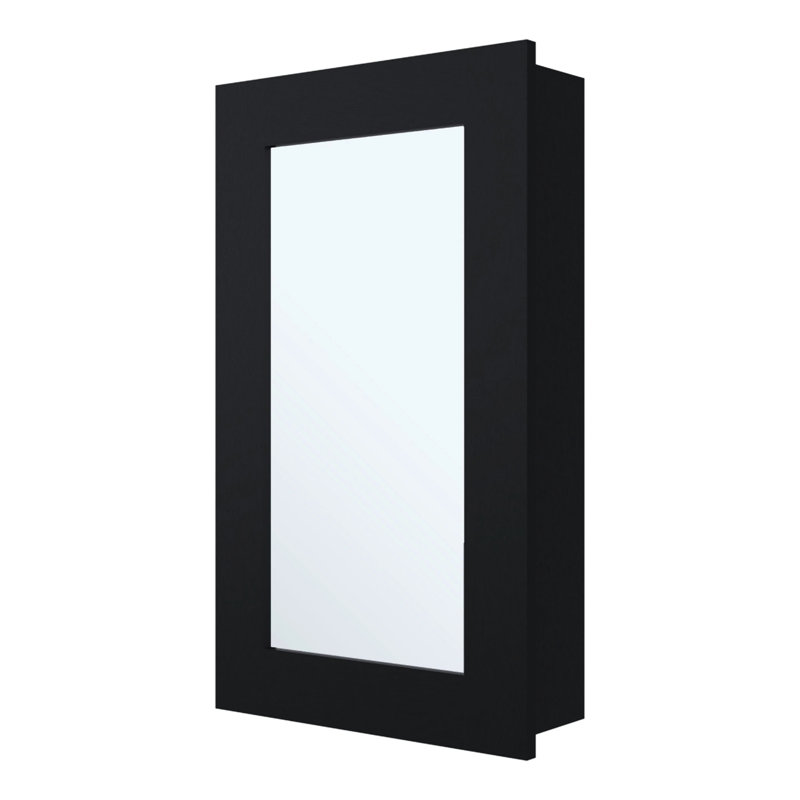 Armoire à pharmacie noire pour salle de bain avec miroir et trois tablettes, Noir