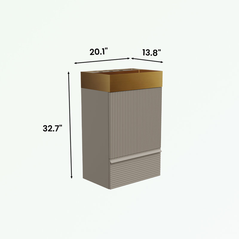 Meuble-lavabo mural avec lavabo, armoire de rangement et un tiroir, Gris