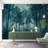 Deep Teal Misty Forest Landscape-426397341