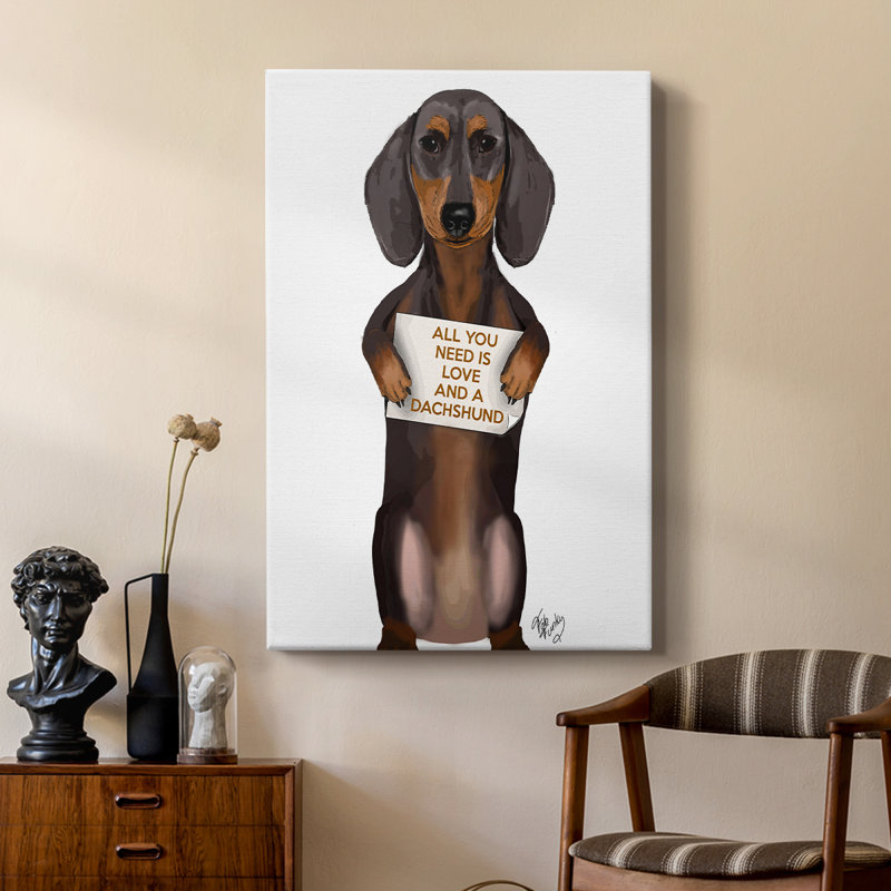 Amour et teckel - galerie Cavas sur mesure, H 60 po x l 40 po