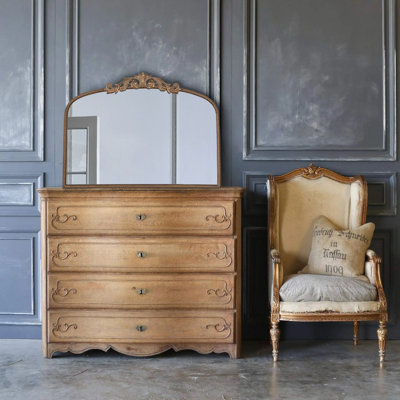 Console de 40 po x 31 po à conception arquée et miroir de style classique pour salle de bain