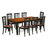 7 Piece Kitchen Table Set Consist of a Rectangle Dining Table with Butterfly Leaf and 6 Faux Leather Dining Room Chairs, Black & Cherry-1148250376-1151597884-1151597886
