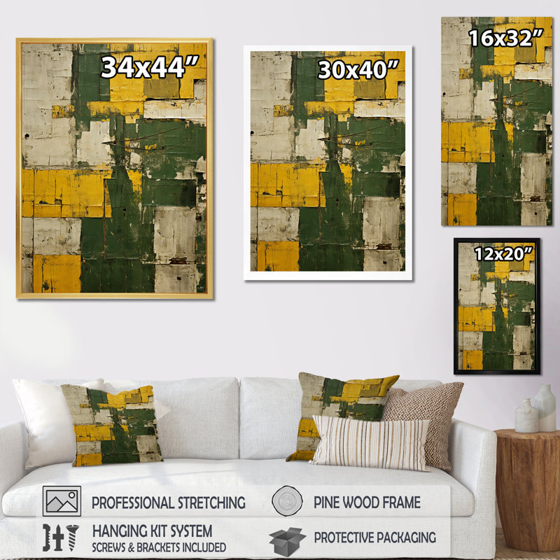 Reproduction d'art sur toile, "Yellow Distress In The Meadow", H 32 po x l 24 po x P 1 po, Cadre flottant blanc