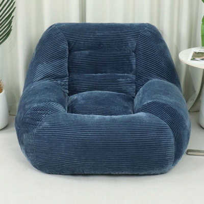 Petit canapé nuage moelleux en velours côtelé bleu, fourrure douce et synthétique, sans assemblage, idéal pour les dortoirs, les chambres et les salons, fauteuil ergonomique, profondeur 86,7 cm, largeur 99,5 cm, hauteur 68,1 cm, poids 14,2 kg.