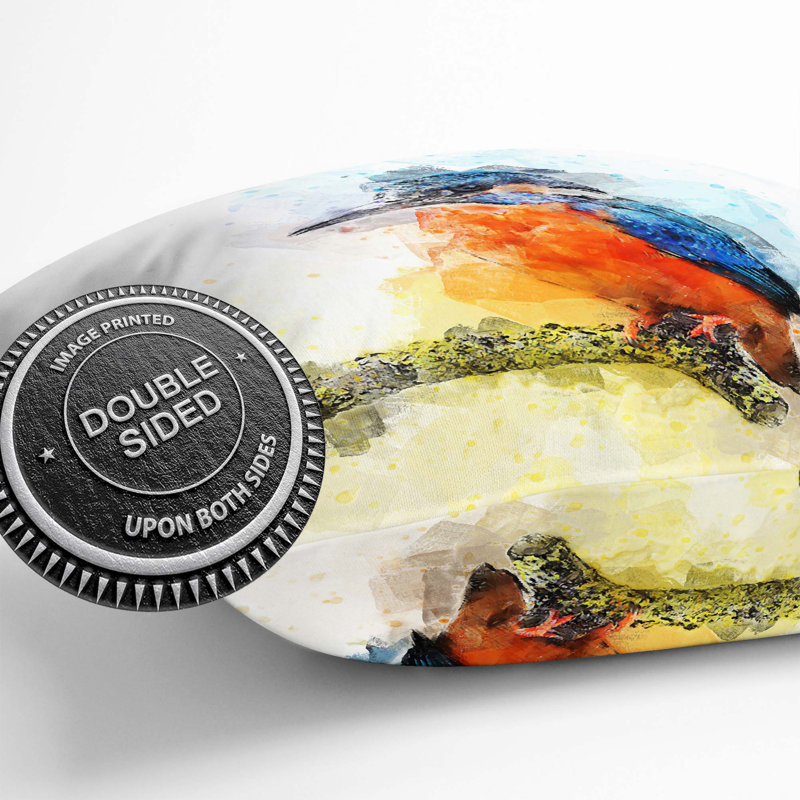 Abstract Square Cushion, 40cm H x 40cm W x 15cm D, Yellow/Orange/Blue