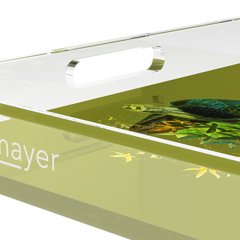Family Pheasants Acrylic Square Decorative Tray, Olive, 18"W x 18"D x 2"H
