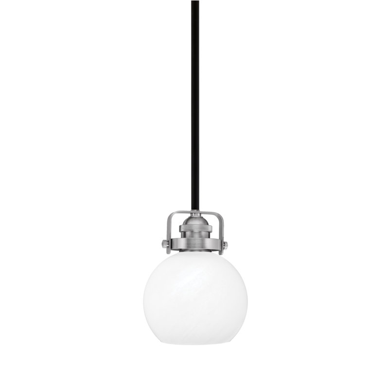 Mini-luminaire suspendu Easton avec tige en verre de 5,75 po, Noir mat/nickel brossé