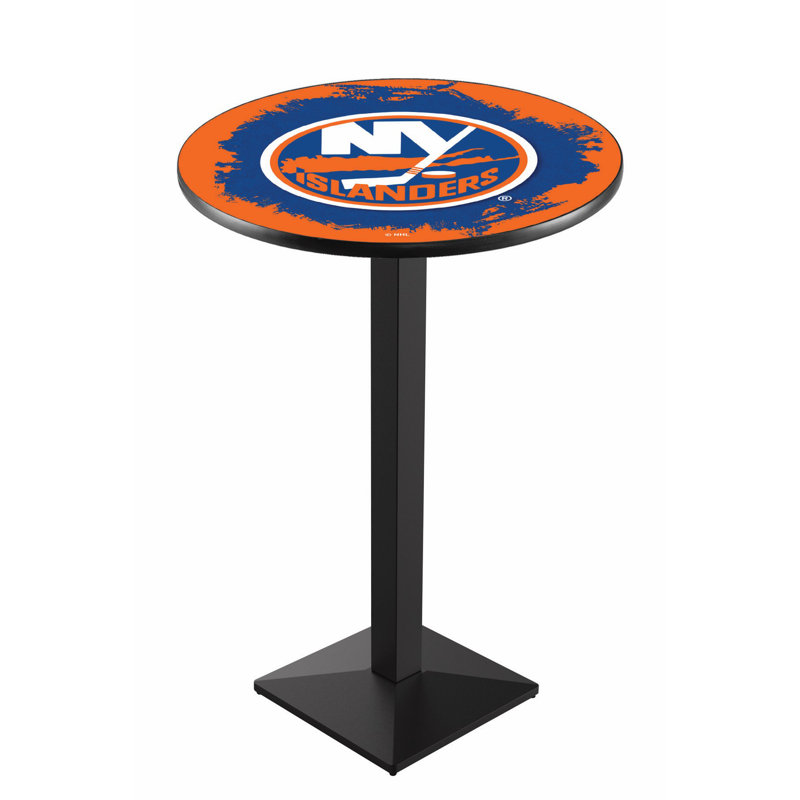 Table de salle à manger 30 po NHL, Noir froissé, New York Islanders