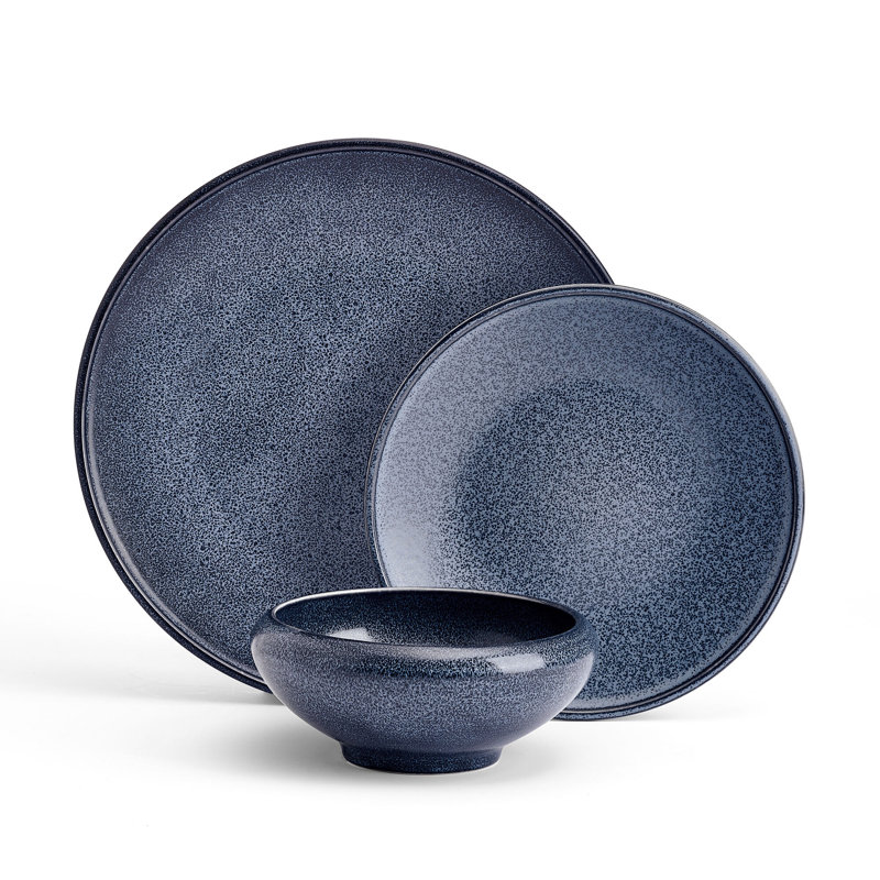 Mikasa Rylan Blue 12-Piece Stoneware Dinnerware Set