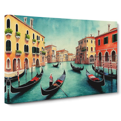 Venice Canal Watercolour Vol.2 - Wrapped Canvas