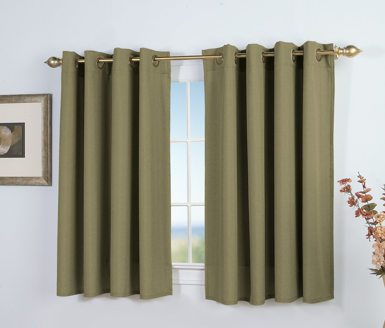 Lakeland Room Darkening Short Curtain Panel, Spanish Moss, 56" W x 45" L