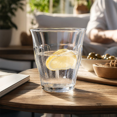 Argon Tableware Fluted Drinking Glasses - Ribbed Fluted Coffee Juice Glassware Tumblers Set